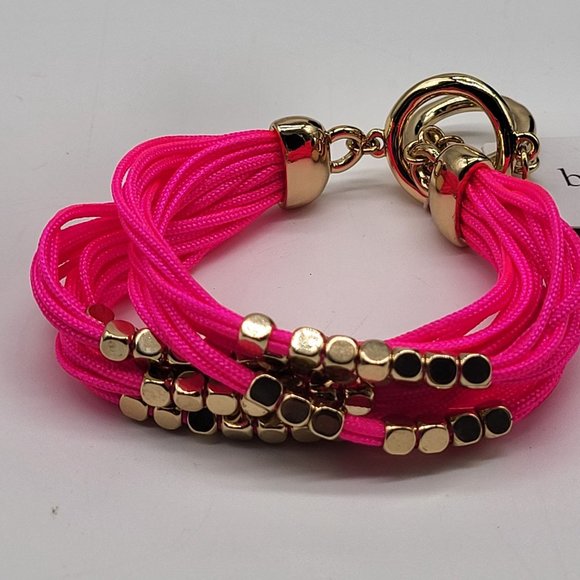 bella jack multi strand hot pink gold tone beaded bracelet barbiecore - Picture 3 of 9